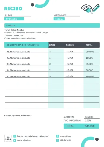 Edita una plantilla de recibo