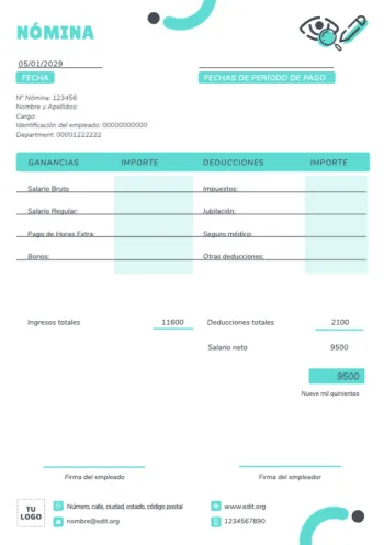 Edita un modelo de nómina para rellenar