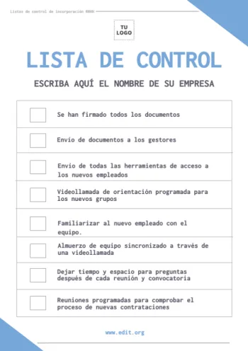 Edita un checklist para hacer Onboarding