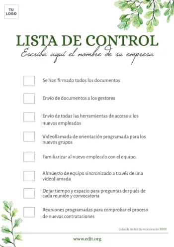 Edita un checklist para hacer Onboarding