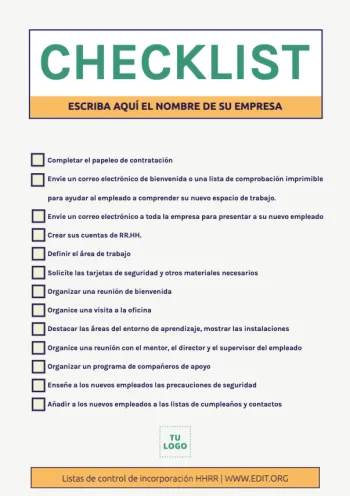 Edita un checklist para hacer Onboarding