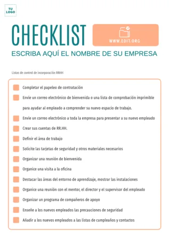 Edita un checklist para hacer Onboarding