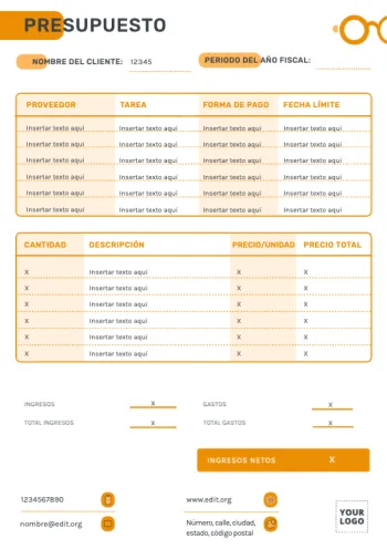 Edita un diseño de presupuesto