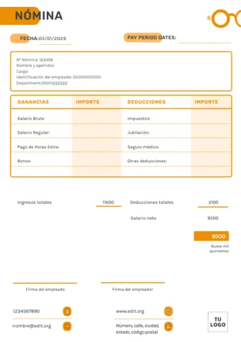 Edita un modelo de nómina para rellenar