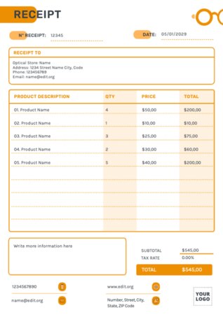 Edit a receipt sample