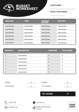 Modifier un modèle de budget