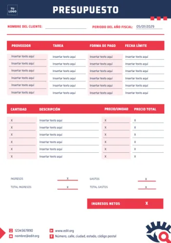 Edita un diseño de presupuesto