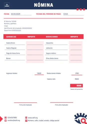 Edita un modelo de nómina para rellenar