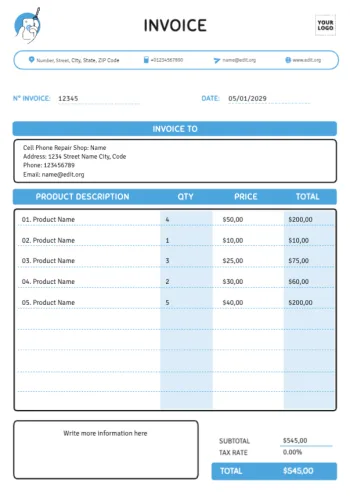 Crie sua fatura grátis online