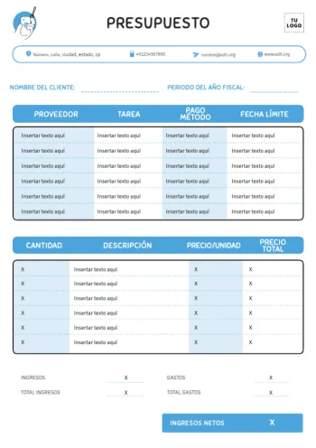 Edita un diseño de presupuesto