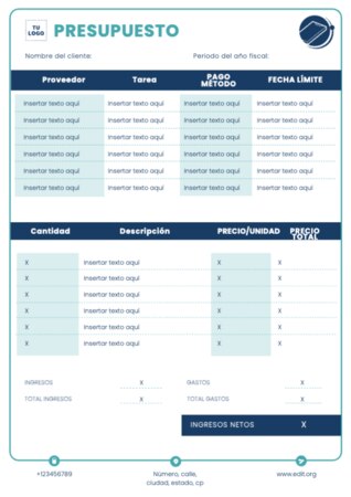 Edita un diseño de presupuesto