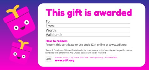 Créer un chèque-cadeau