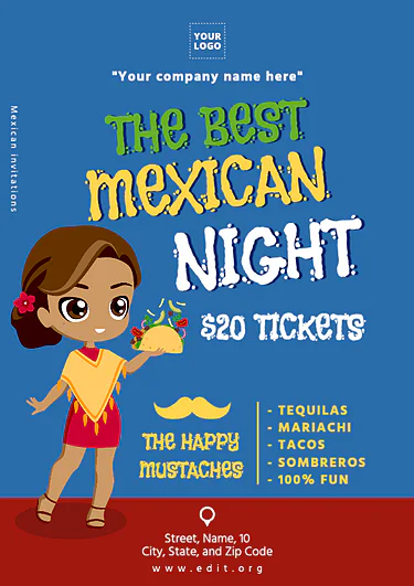Een sjabloon voor een uitnodiging met Mexicaans thema bewerken