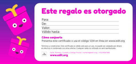 Crear tarjetas de regalo