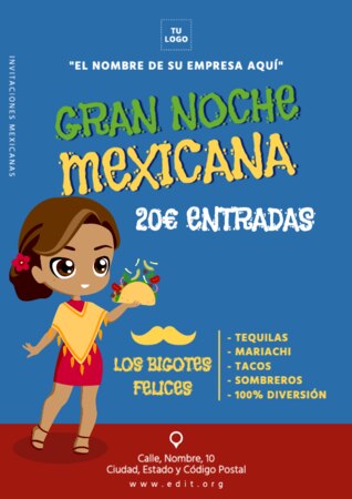 Edita una invitación a fiesta mexicana