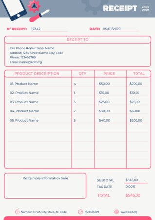 Eine Quittungsvorlage bearbeiten