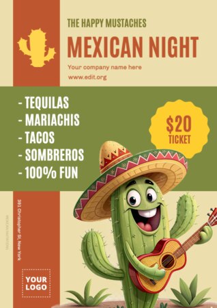 Een sjabloon voor een uitnodiging met Mexicaans thema bewerken