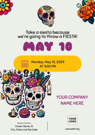 Een sjabloon voor een uitnodiging met Mexicaans thema bewerken