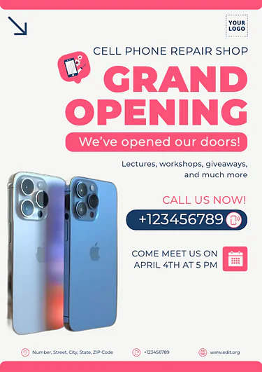 Edit a template for your grand opening
