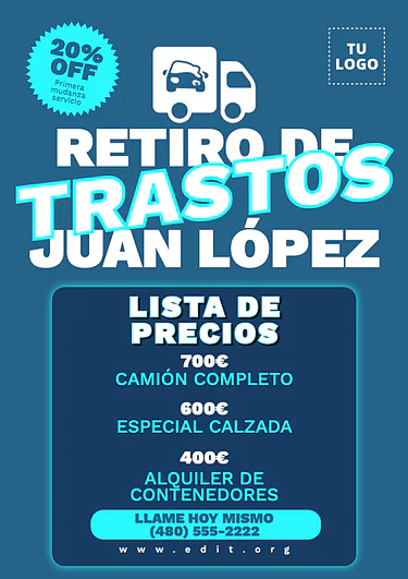 Editar una plantilla para retirada de trastos