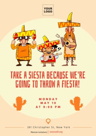 Een sjabloon voor een uitnodiging met Mexicaans thema bewerken
