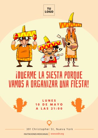 Edita una invitación a fiesta mexicana
