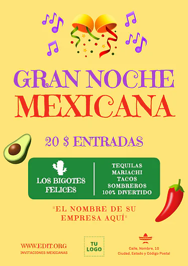 Edita una invitación a fiesta mexicana