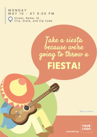 Een sjabloon voor een uitnodiging met Mexicaans thema bewerken