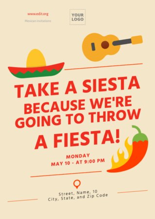 Een sjabloon voor een uitnodiging met Mexicaans thema bewerken