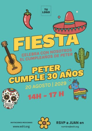 Edita una invitación a fiesta mexicana