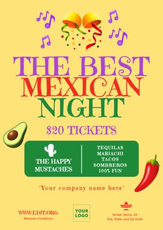 Edit a Mexican theme invite template