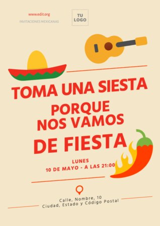 Edita una invitación a fiesta mexicana