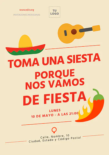 Edita una invitación a fiesta mexicana
