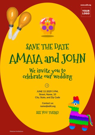 Een sjabloon voor een uitnodiging met Mexicaans thema bewerken