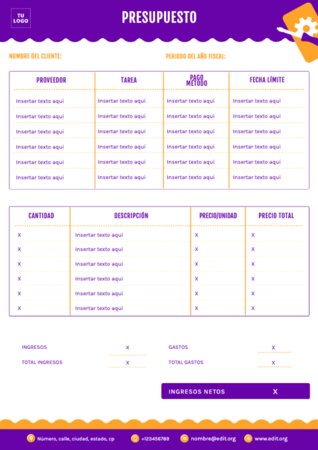 Edita un diseño de presupuesto