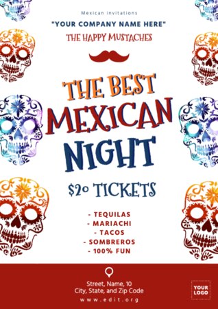 Een sjabloon voor een uitnodiging met Mexicaans thema bewerken