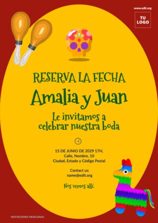 Edita una invitación a fiesta mexicana