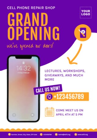 Crie designs para sua inauguração