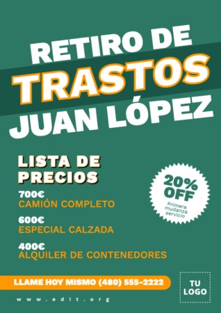 Editar una plantilla para retirada de trastos