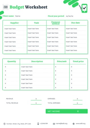 Edit a budget template