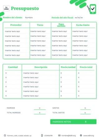 Edita un diseño de presupuesto