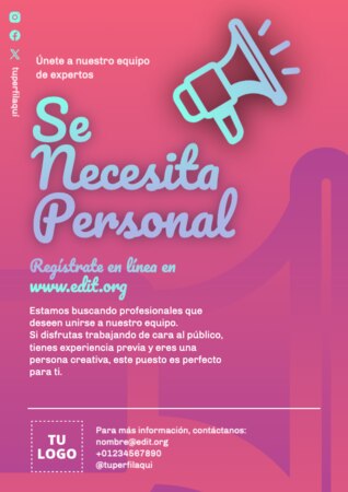 Edita un cartel de Se solicita personal