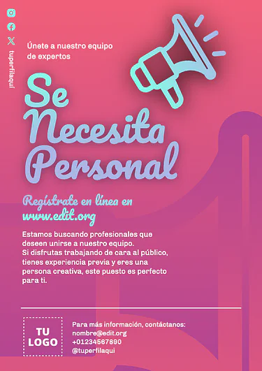 Edita un cartel de Se solicita personal