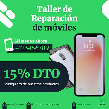 Edita un diseño de reparación de móviles