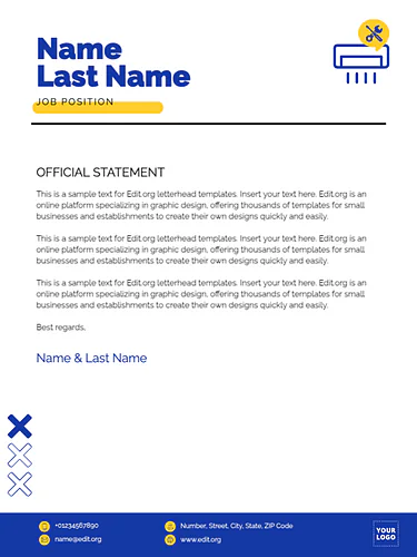Edit a US letter template