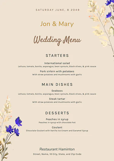 Edit a catering menu