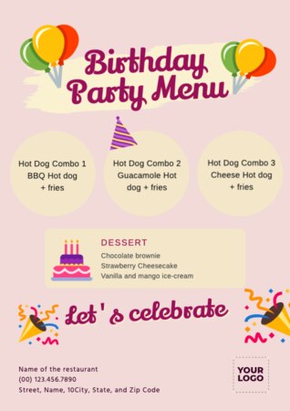 Crie um menu de aniversário