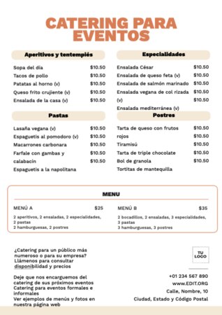 Edita un menú de catering