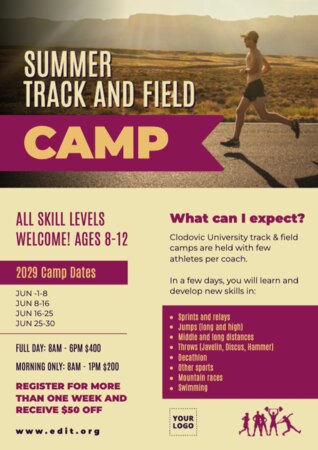 Edite um template de colônia de férias