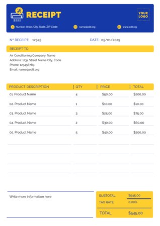 Edit a receipt sample